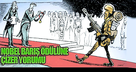 Obama'nın 'Nobel barış ödülüne' çizer yorumu