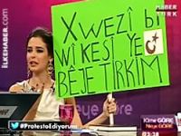 Pelin Batu'dan Kürtçe pankartlı protesto!